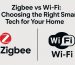 Visual comparison of Zigbee and Wi-Fi smart home technologies with their logos